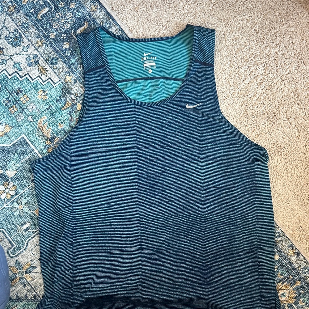 Nike Men's Striped Blue Tank Top
